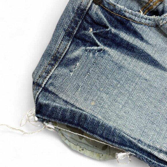 2000s Y2K Vintage‎ No Boundaries Micro Denim Shorts Mini Junior 3 Frayed Grunge - Picture 6 of 8